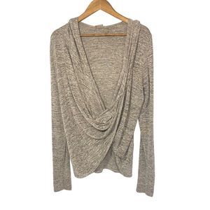 Zella Womens Drape Front Hoddie Gray Size Medium